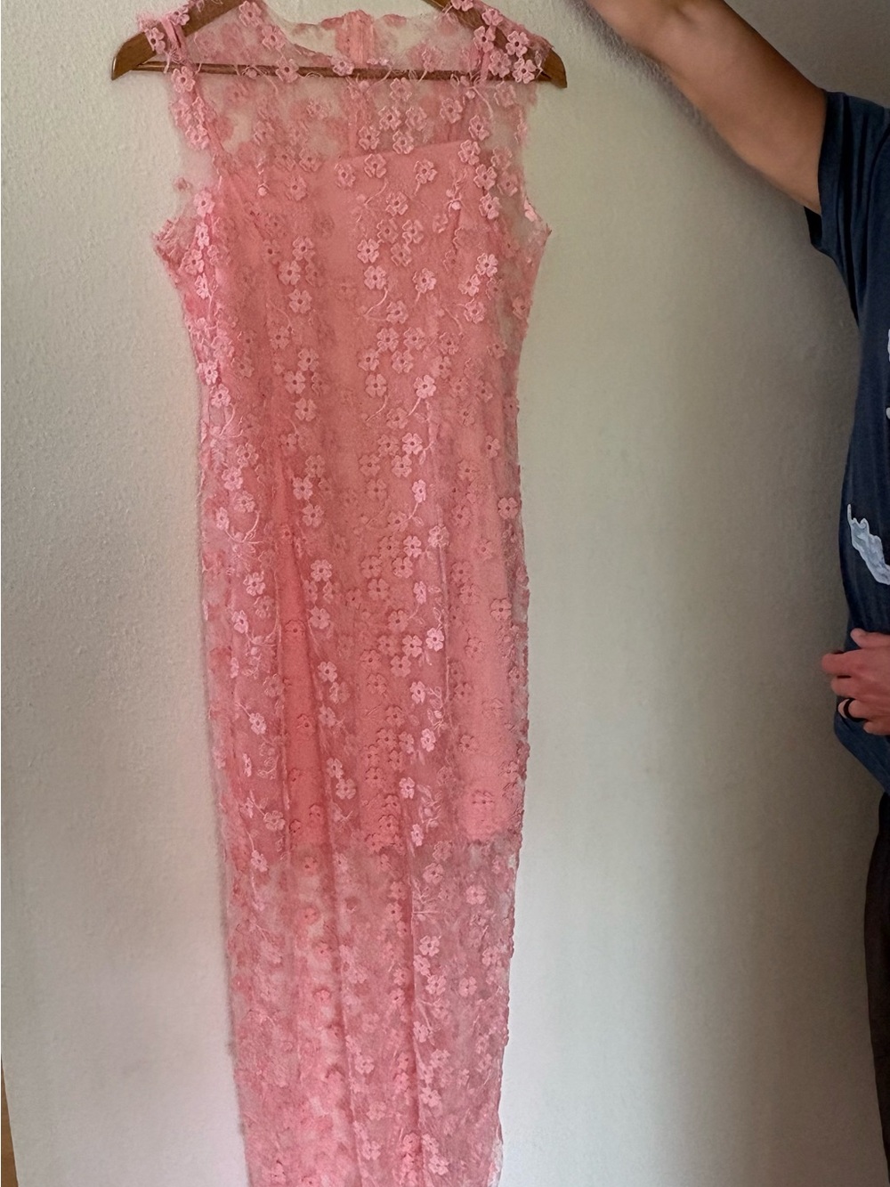 Showpo Pink Lace Midi Dress